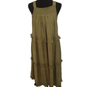 Emelia Women's Sleeveless Lined Ruffle Maxi Dress Olive Green Size XS